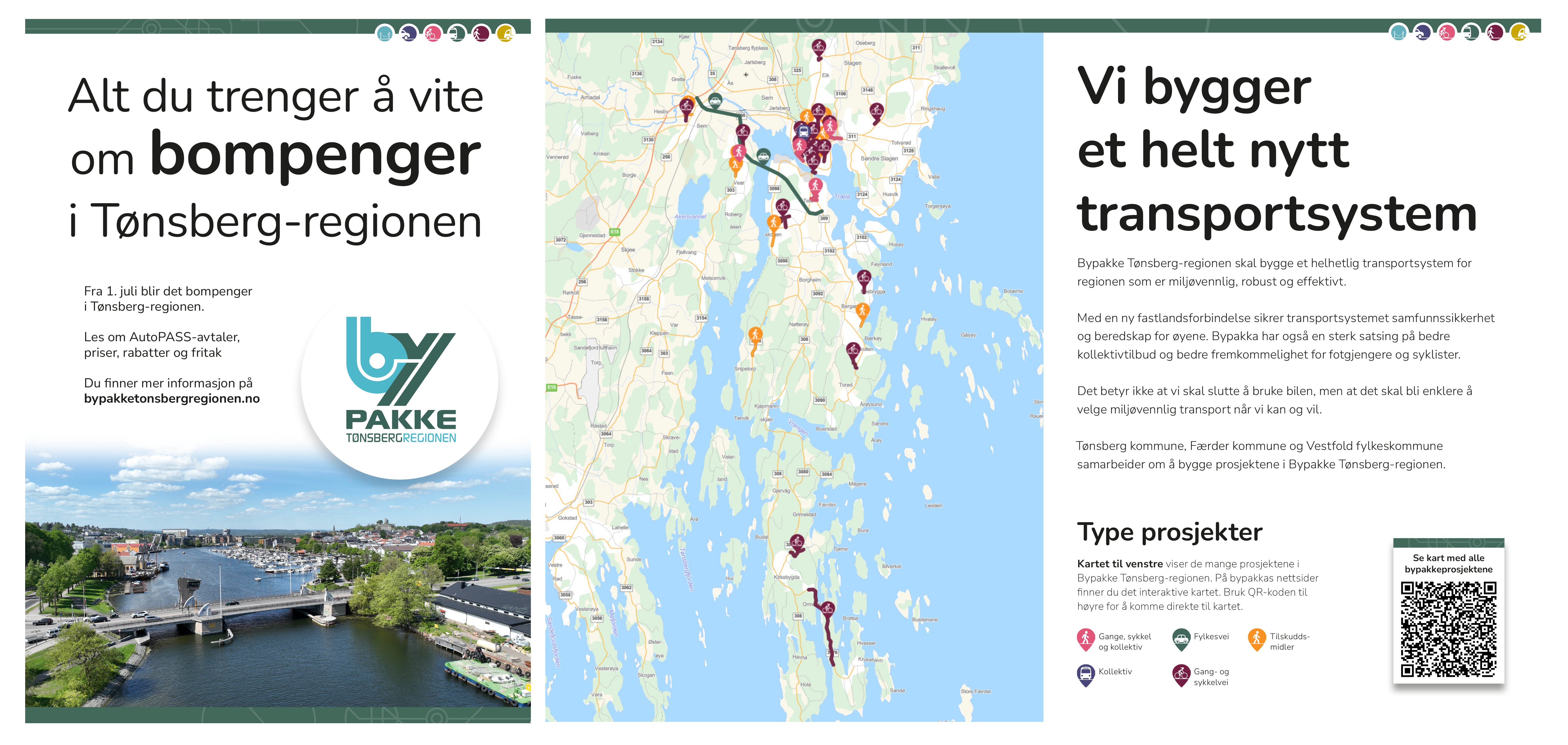Illustrasjon av forsiden og to av sidene til brosjyren