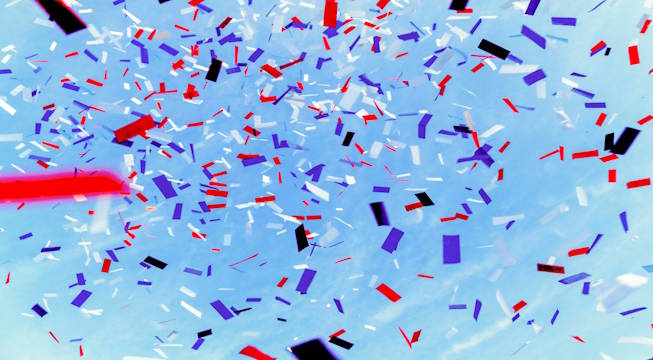 Confetti mot en blå himmel...
