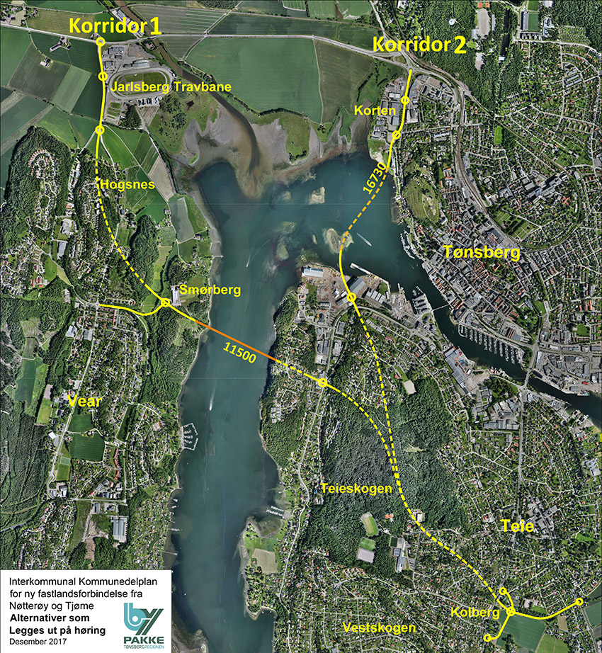 Kart over kommunedelplanen og ny fastlandsforbindelse