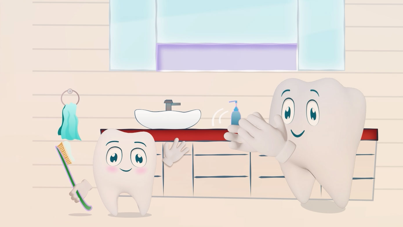 Skjermdump av animasjonsfilm som viser to tenner