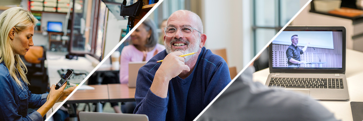 Kollasj av mennesker under opplæring