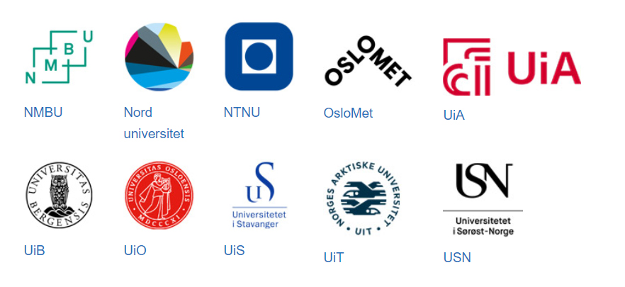 Logoene til de ulike utdanningsinstitusjonene som var representert