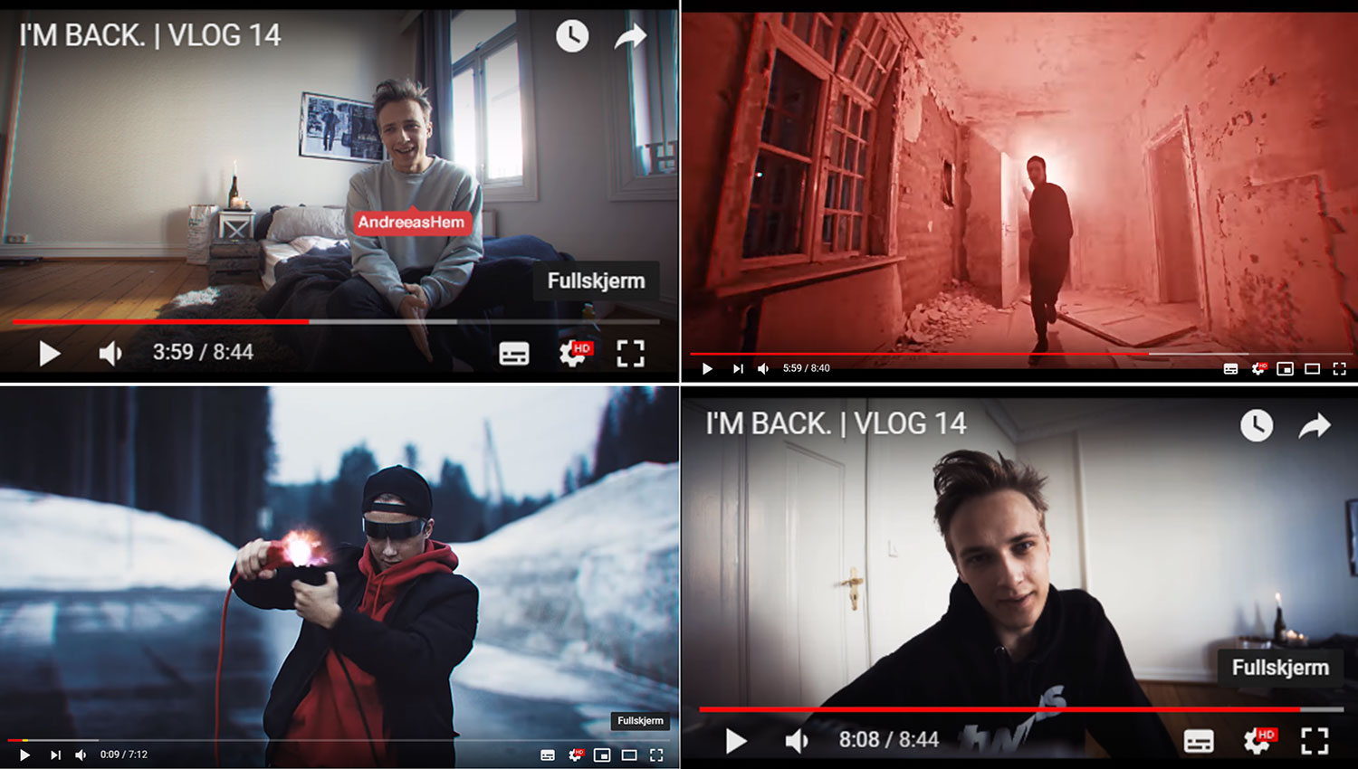 Skjermdump av vlog-innslag med Andreas Hem
