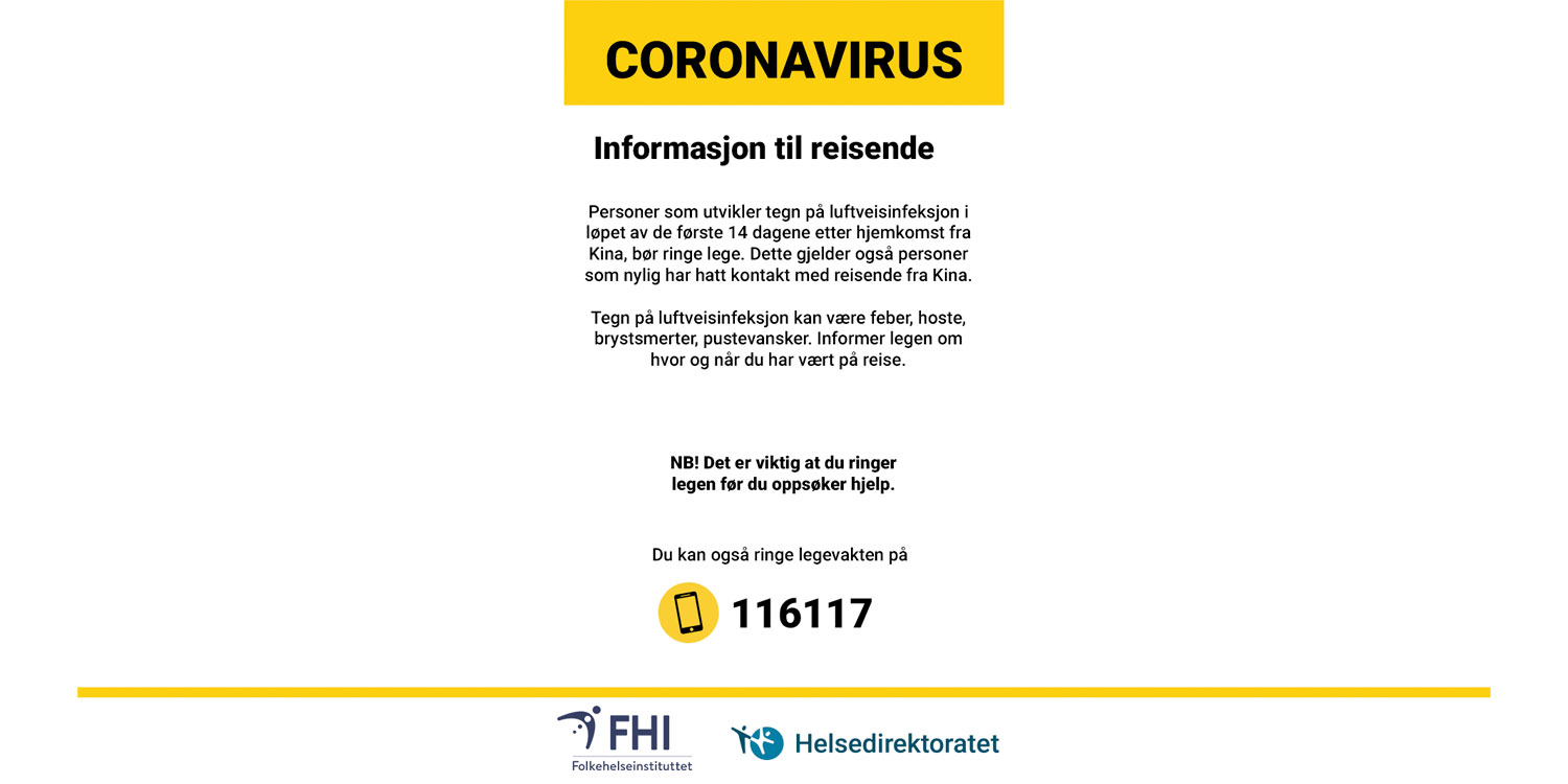 Plakat om Coronavirus